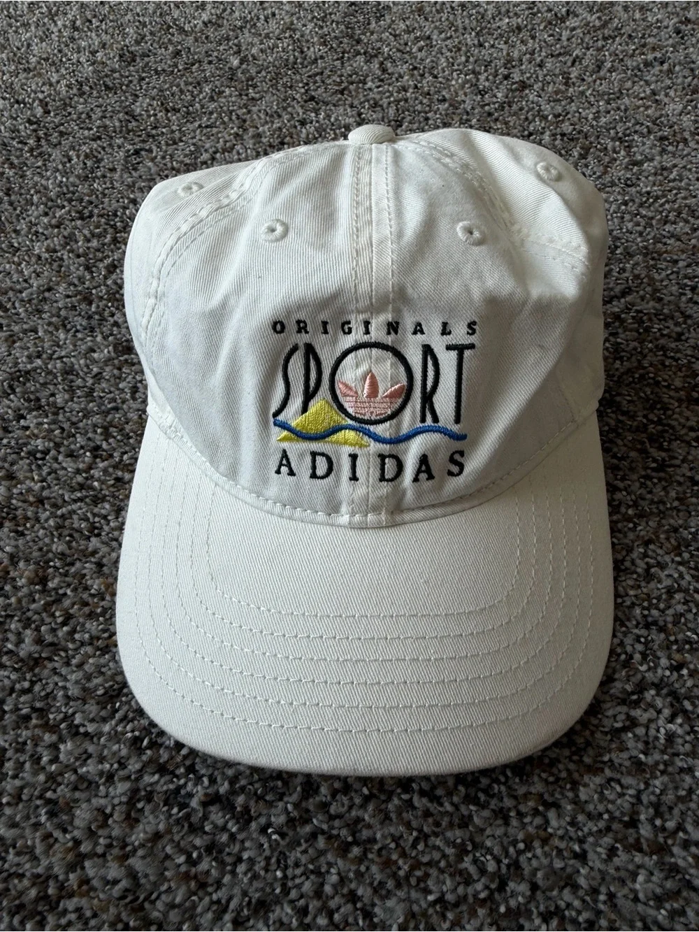 Adidas Originals Sport Vintage Logo Cap White Cream Embroidered Strapback Hat
